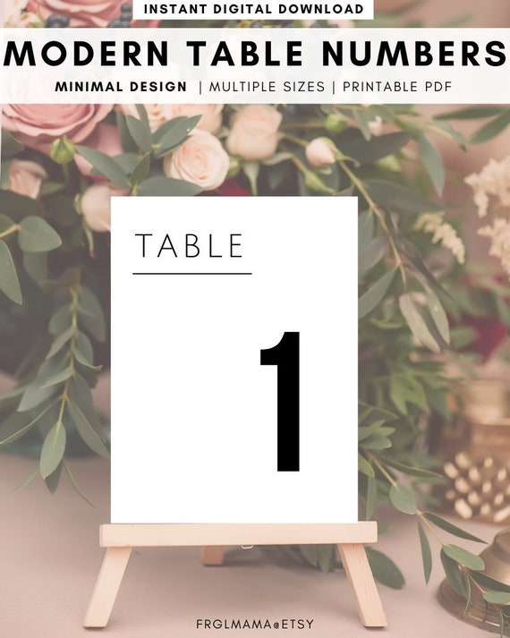 Wedding Table Numbers Printable Table Numbers Table Numbers - Etsy