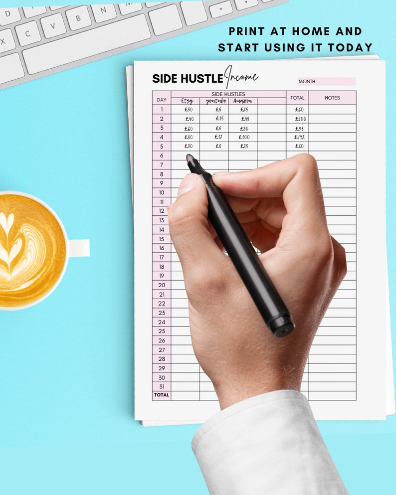 Side Hustle Income Tracker Printable: Small Business Budget Sheet (A4 ...