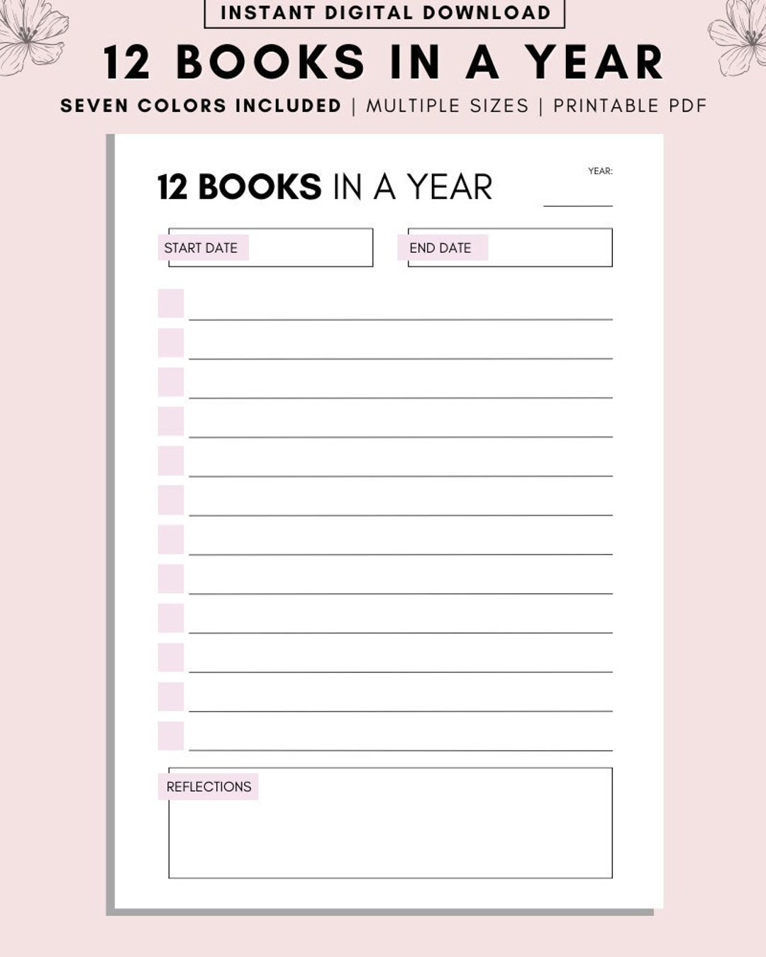 Read 12 Books in 12 Months Challenge, Book Reading Tracker, Books to Read 12 Books in 12 Months Challenge, Book Reading Tracker, Books to