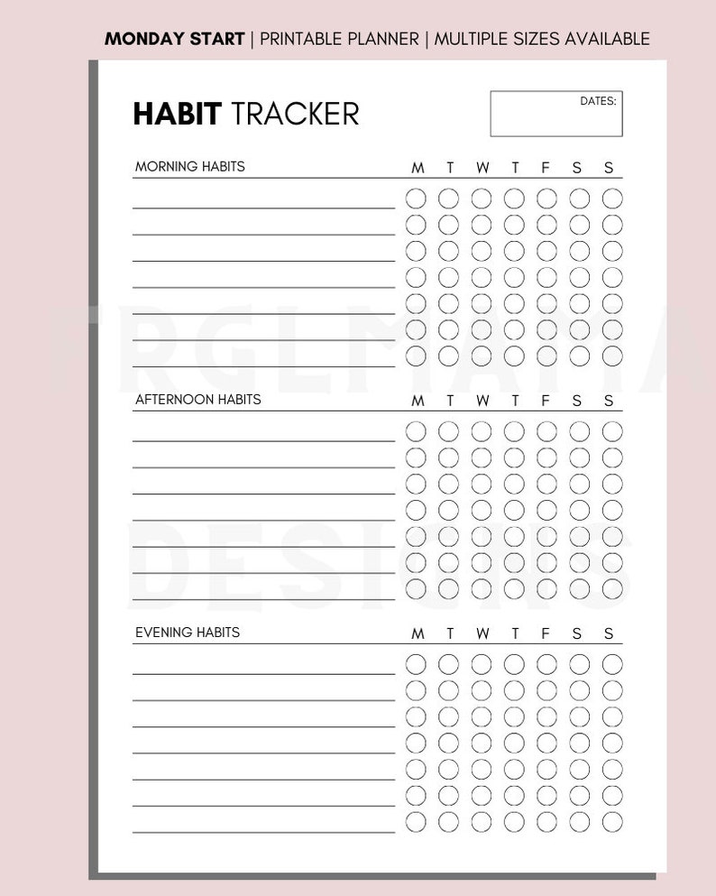 Daily Habit Tracker Printable: Routine Checklist (A4/A5/US Letter PDF ...