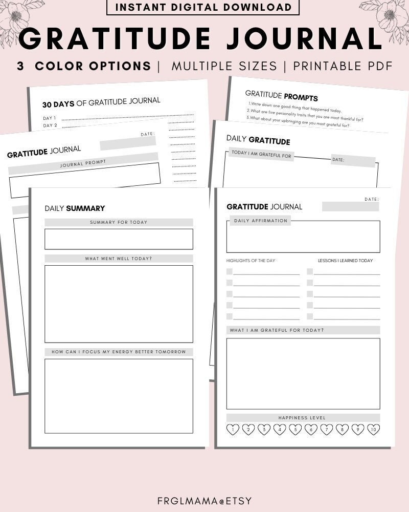 Daily Gratitude Journal Printable: A4 A5 Letter PDF (digital Download ...