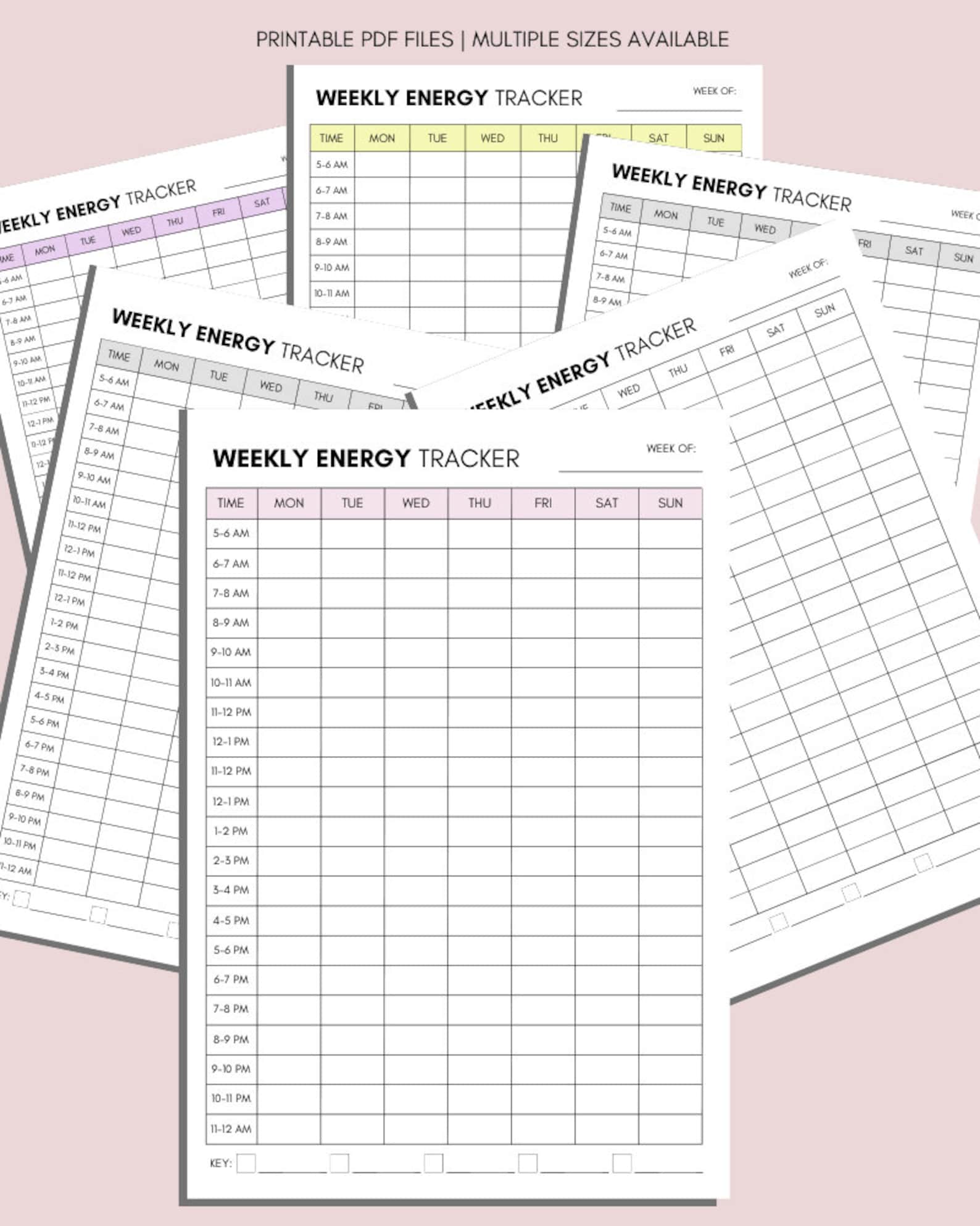 Work Week Energy Level Weekly Energy Level Tracker Printable: Mood & Health Template (PDF ...