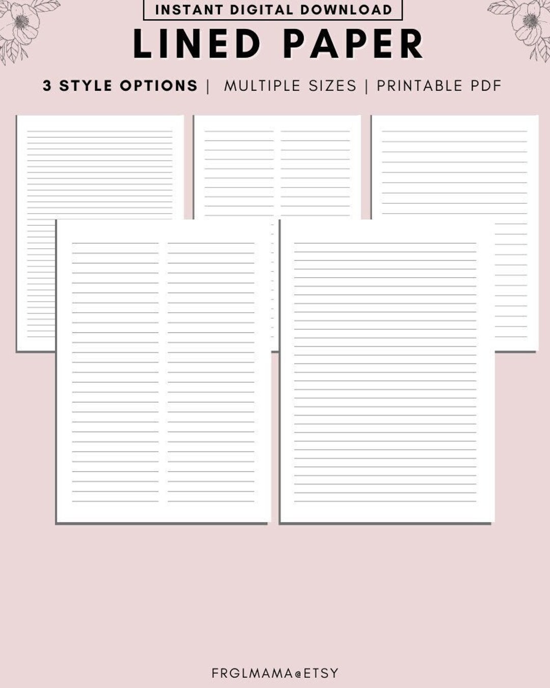 Printable Lined Page, Lined Notes Printable, Lined Sheets Printable ...