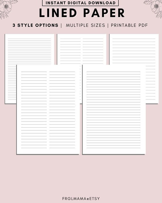 Printable Lined Page Lined Notes Printable Lined Sheets - Etsy