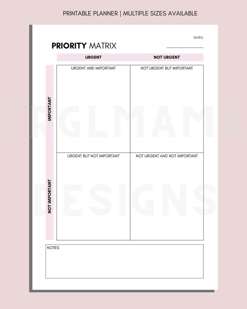 Priority Worksheet.pdf Priority Matrix Worksheet: Eisenhower Decision Planner (A4 A5 Letter ...