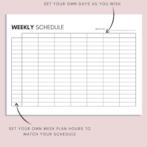 Weekly Schedule, Weekly Planner, Hourly Weekly Planner Printable, Daily ...