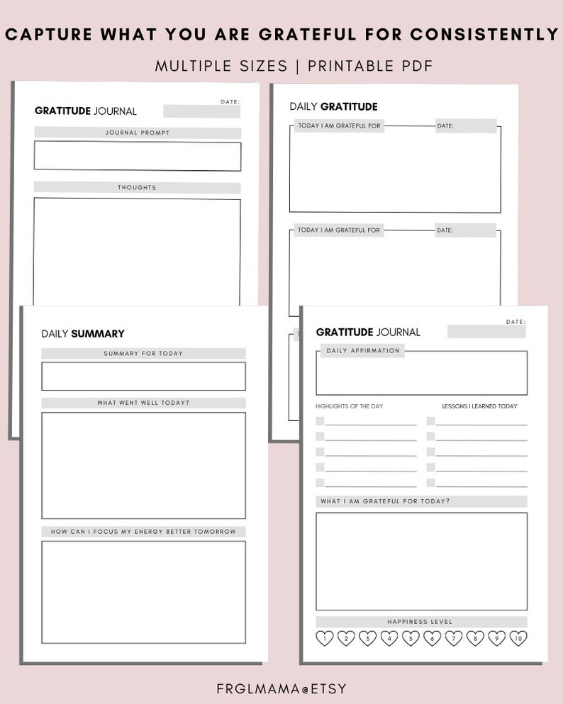 Daily Gratitude Journal Printable: A4 A5 Letter PDF (digital Download ...