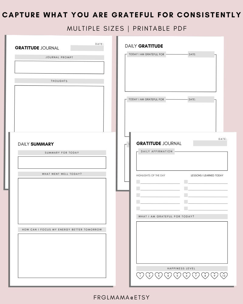 Daily Gratitude Journal Printable: A4 A5 Letter PDF (digital Download ...