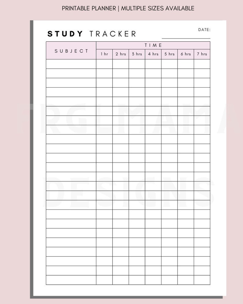 Subject Tracker Pdf Study Tracker Planner: Exam Prep Kit, Timetable (printable PDF) - Etsy