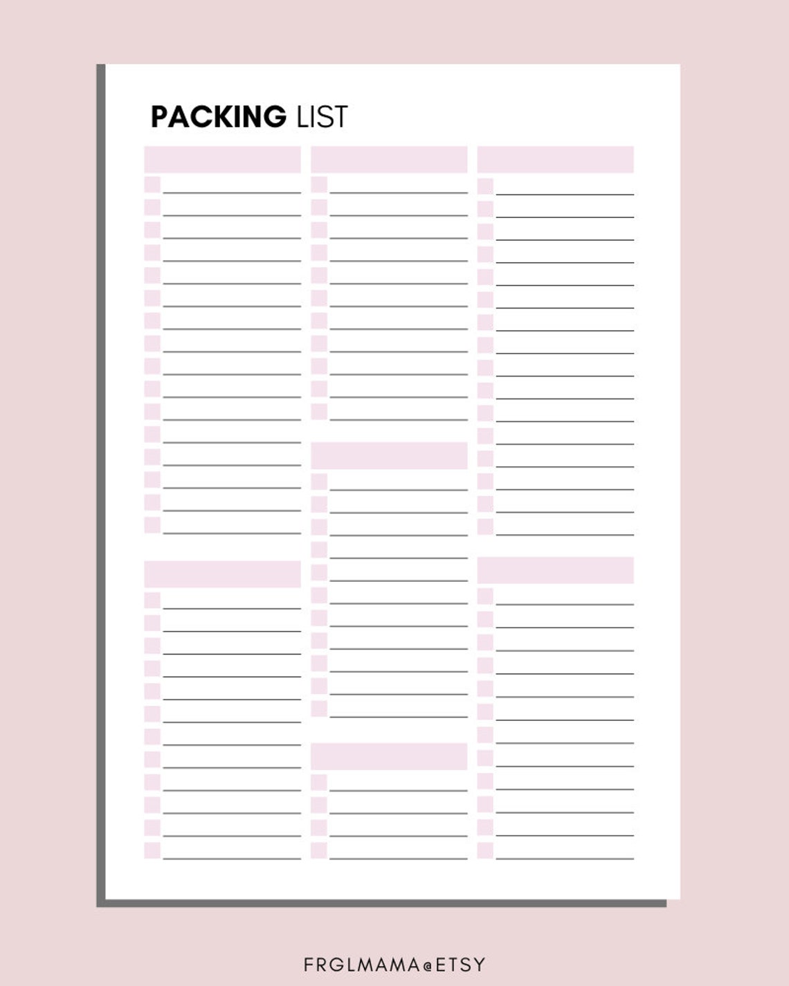 Blank Vacation Packing List Printable Packing List Template | Etsy