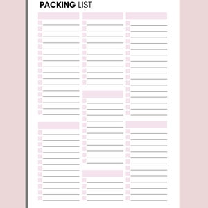Blank Vacation Packing List Printable, Packing List Template, Packing ...