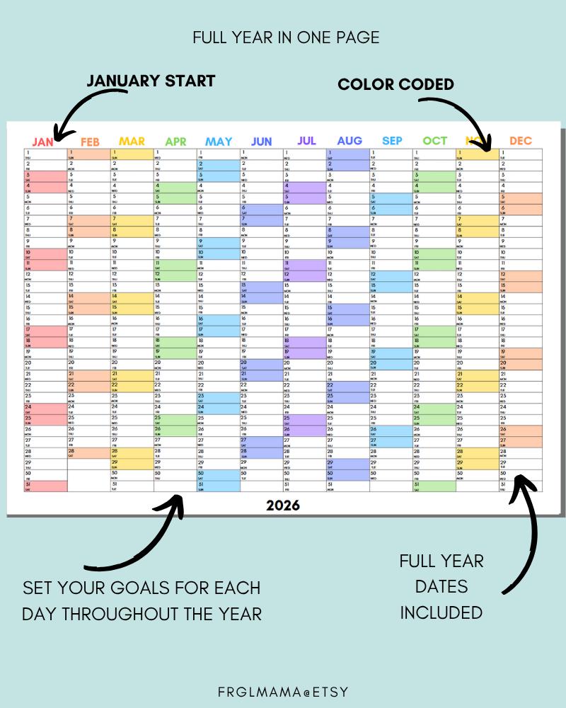 2026 Yearly Calendar Template: Minimalist Landscape Planner (canva ...