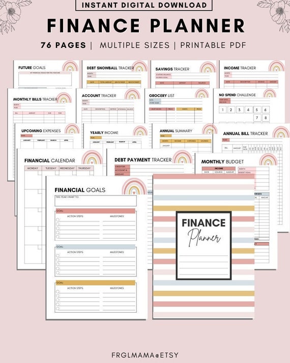 Rainbow Budget Planner Finance Planner Monthly Budget Planner - Main Image