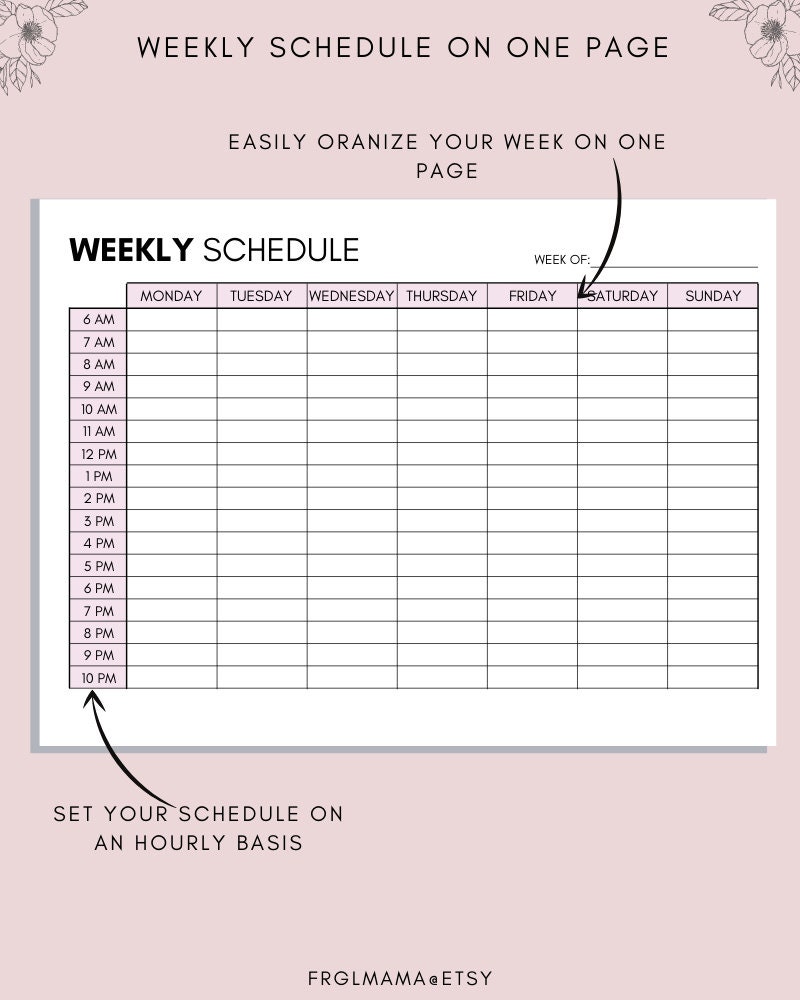 Hourly Weekly Planner Printable: Daily Schedule, A4 A5 Letter (PDF) - Etsy
