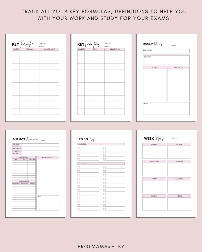 Student Planner Printable Set: Exam Prep Kit (a4/a5/letter PDF) - Etsy UK