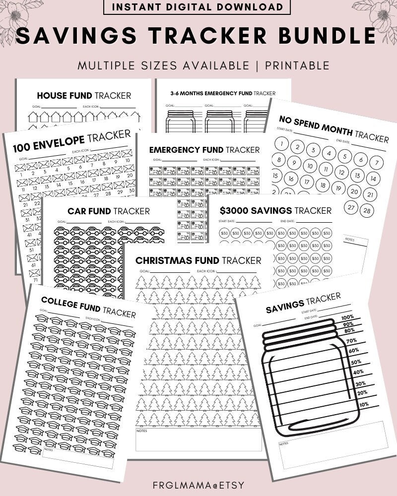 Savings Tracker Printable Savings Tracker Emergency Fund | Etsy