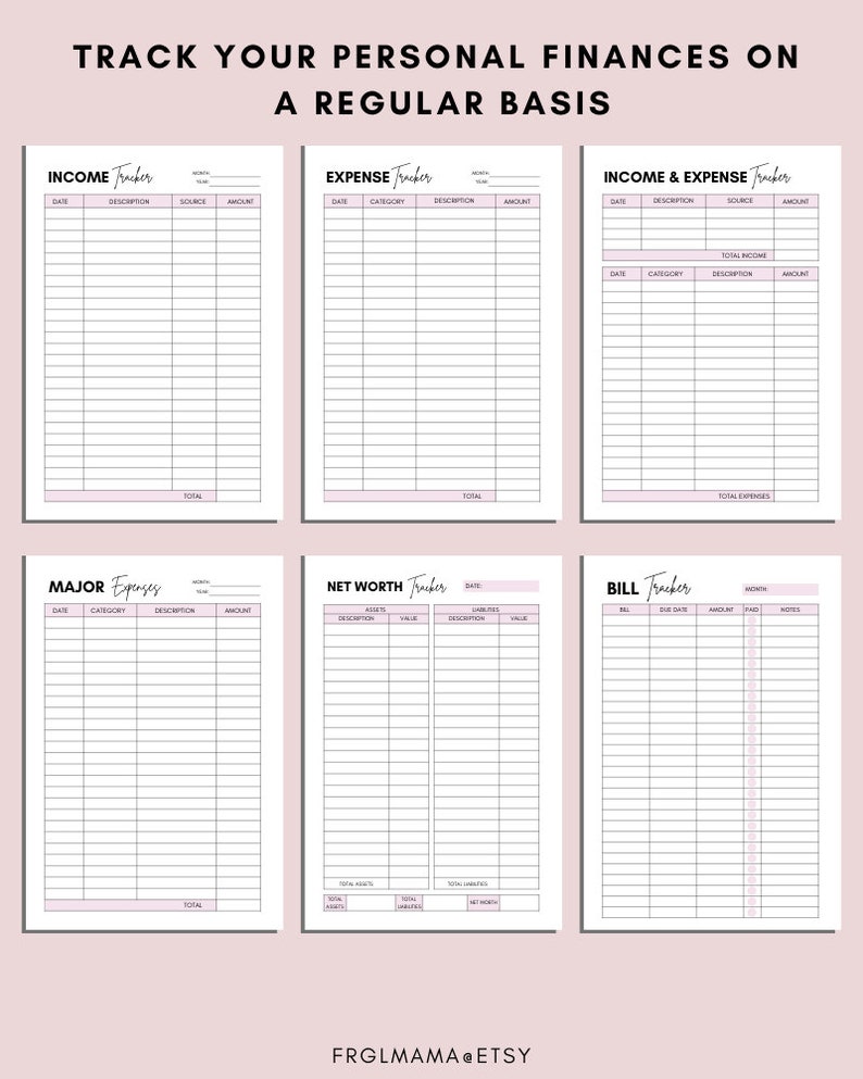 Budget Tracker Printable Set, Financial Planner Printable, Savings Tracker, Income Planner, Debt Payment. Spending Bill Money Tracker image 4