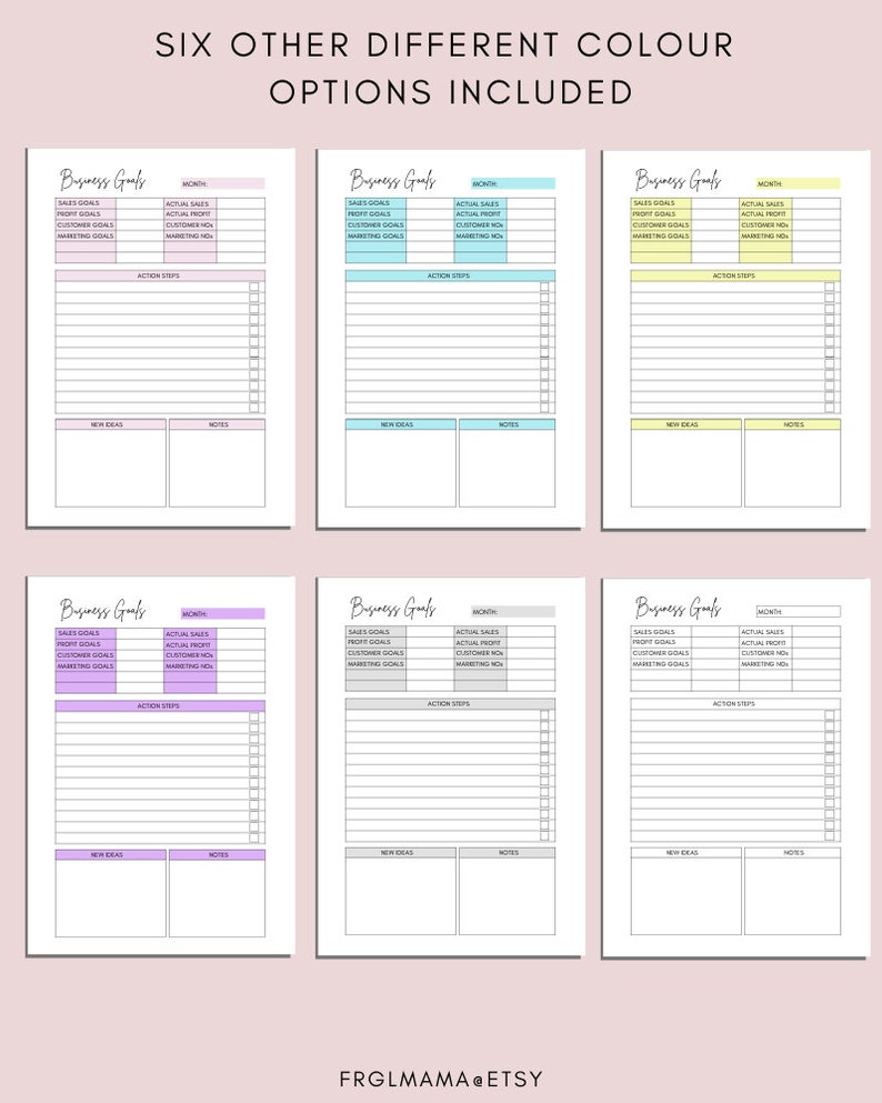Monthly Business Goals Printable: Small Business Goal Worksheet (A4 A5 PDF) image 2