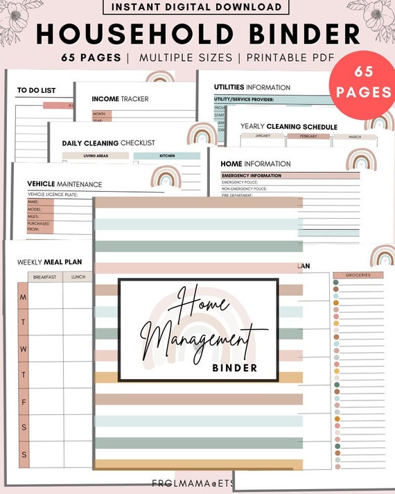 Household Binder Printable Home Management Planner Household