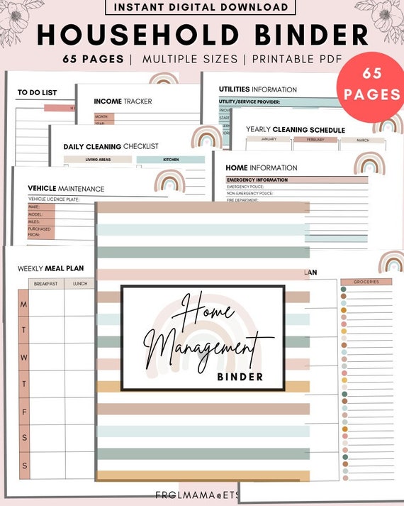 Household Essentials Checklist House Planner Home Management Household  Planner Household Management Planner Instant Download 