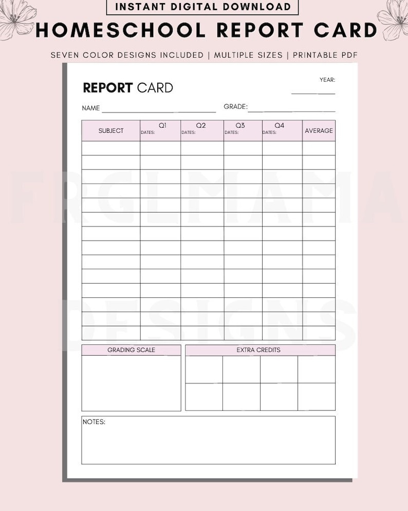 Homeschool Report Card Template: Academic Progress Report (PDF Print ...