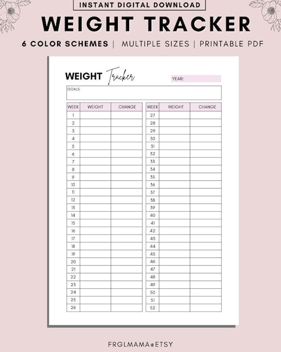 Printable Weight Loss Log