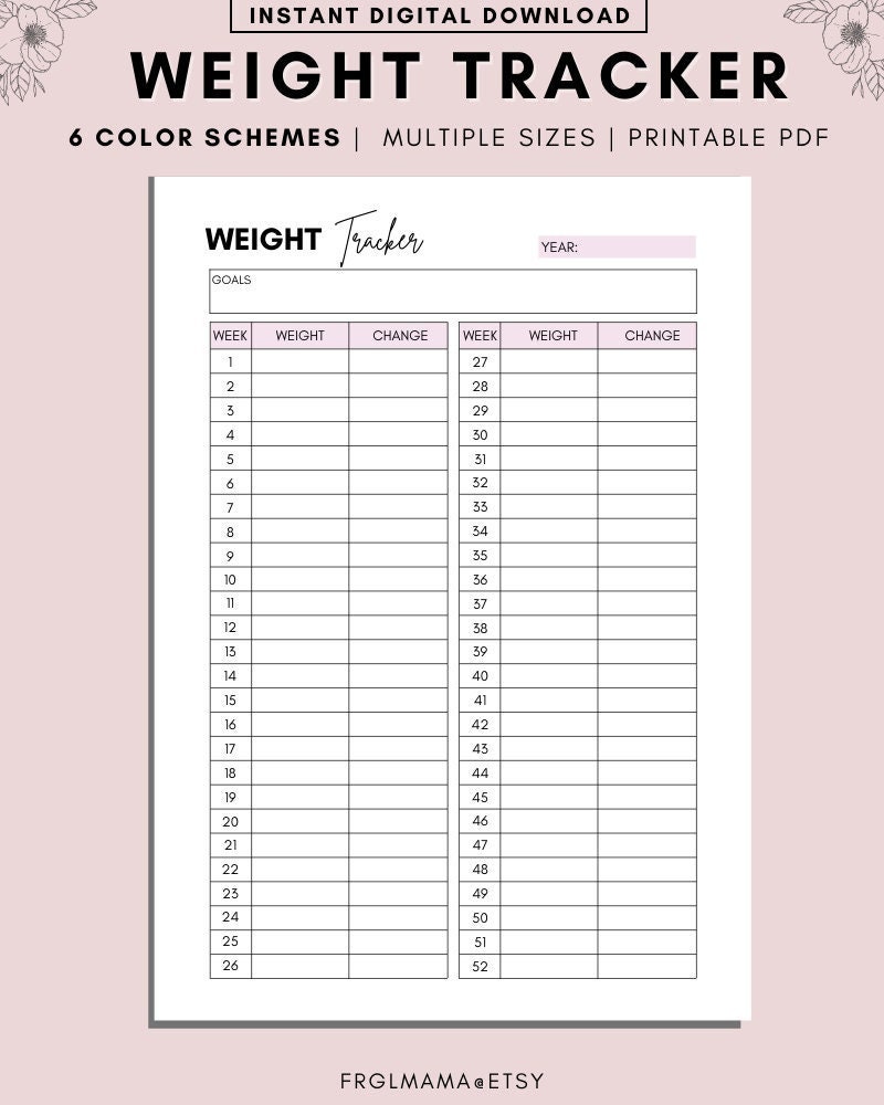 Weight Loss Trackers - 29 FREE Printables
