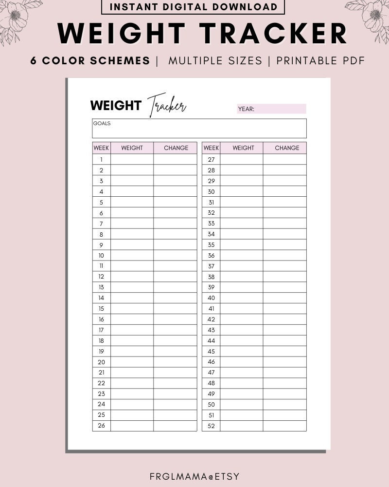 Weight Loss Trackers - 29 FREE Printables