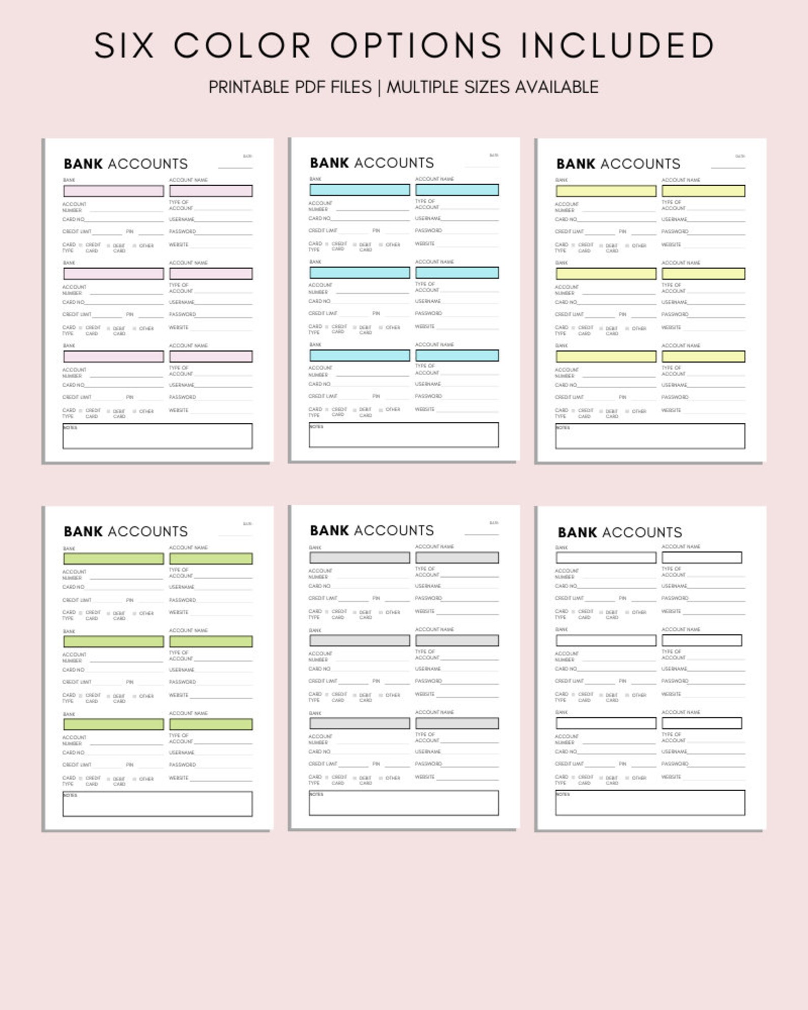 Bank Account Tracker Printable: Banking Log, A4 A5 Letter (digital ...