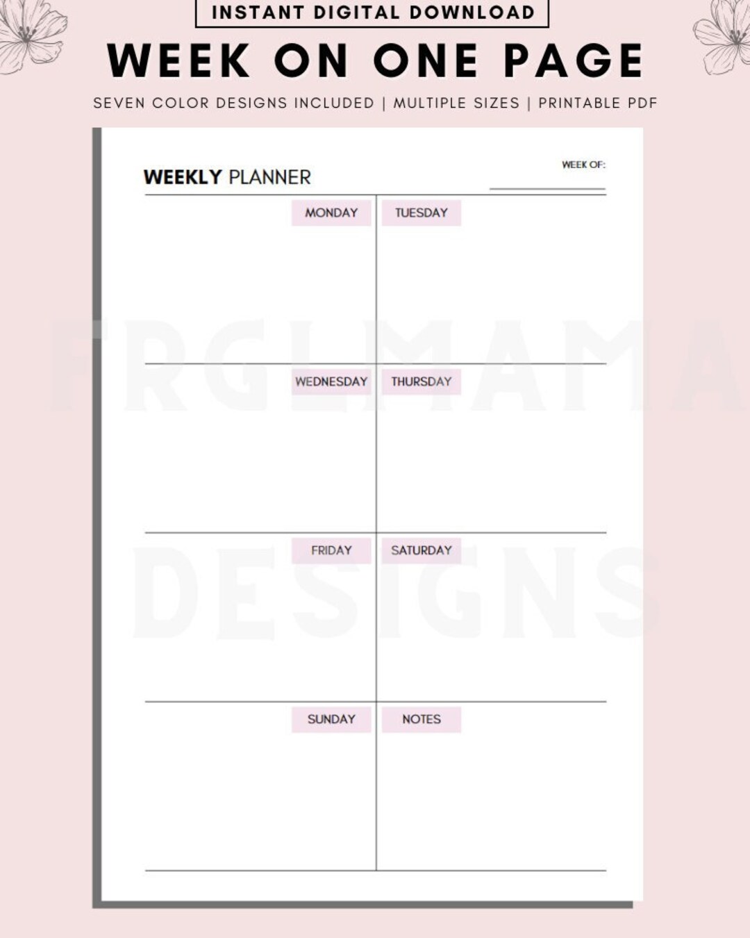 Weekly Planner Printable to Do List, Weekly Organizer Journal, Minimal ...