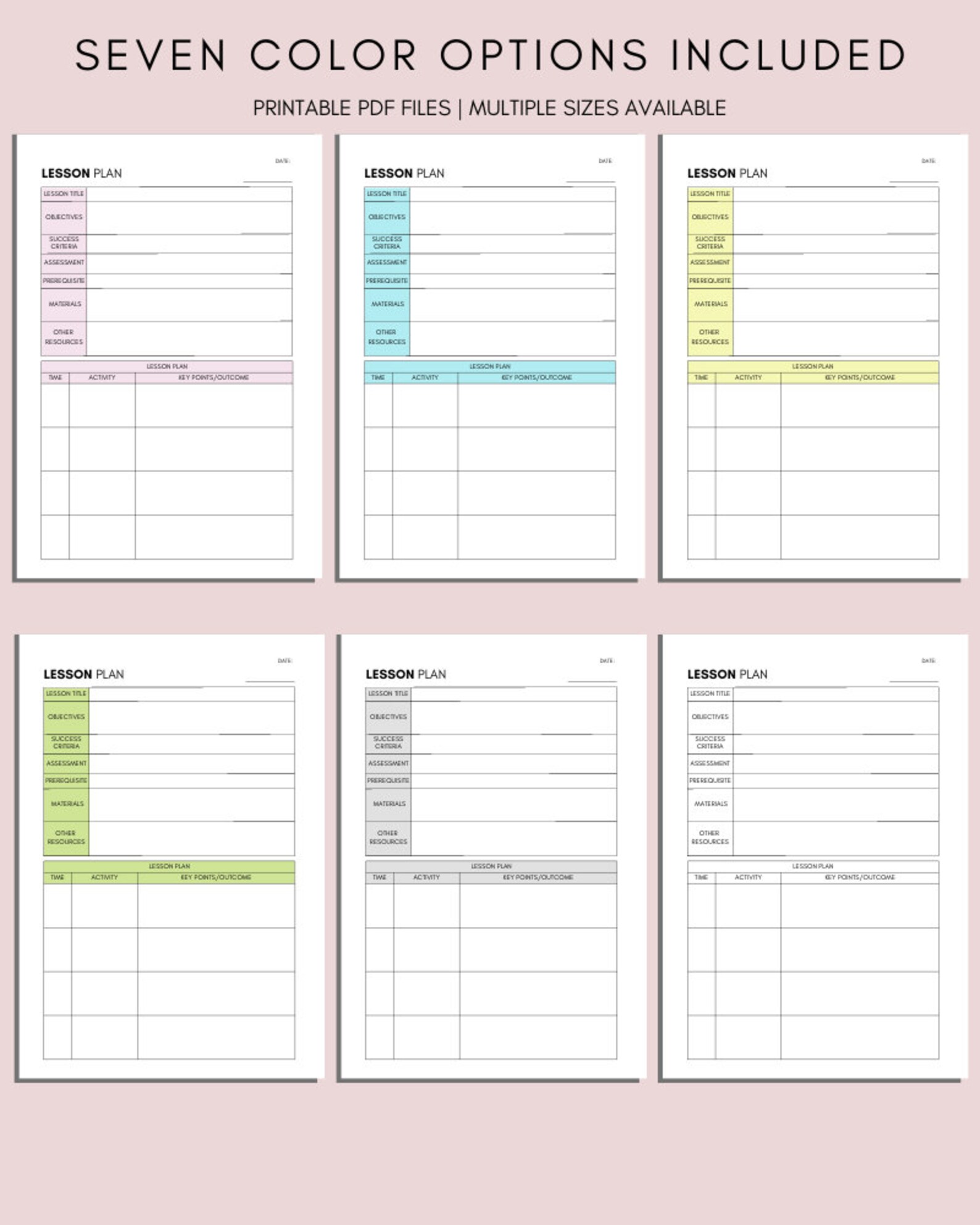 One Page Lesson Plan Template: Printable Teacher Planner (PDF Download ...