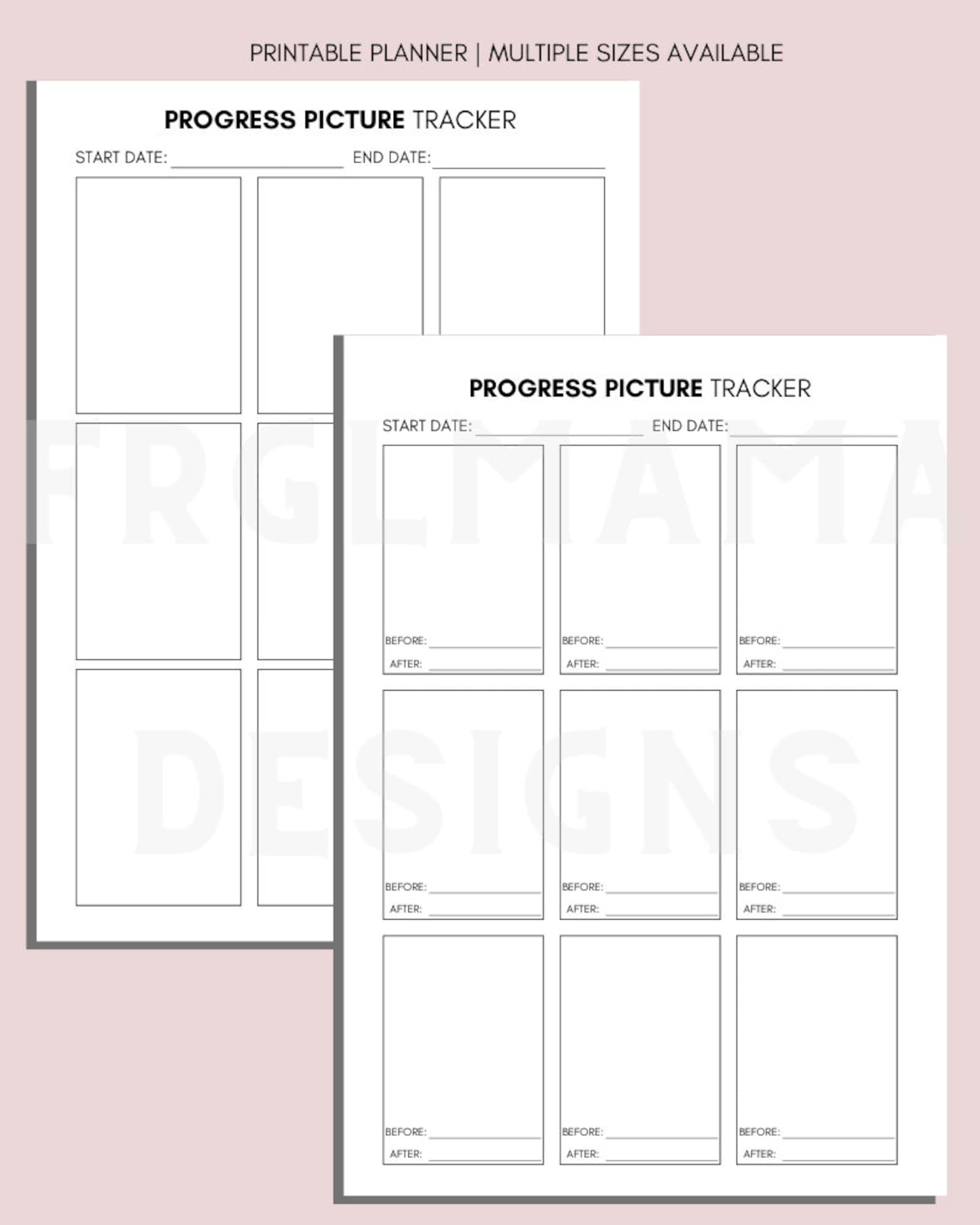 Progress Picture Tracker: Printable Fitness Planner (digital Download ...