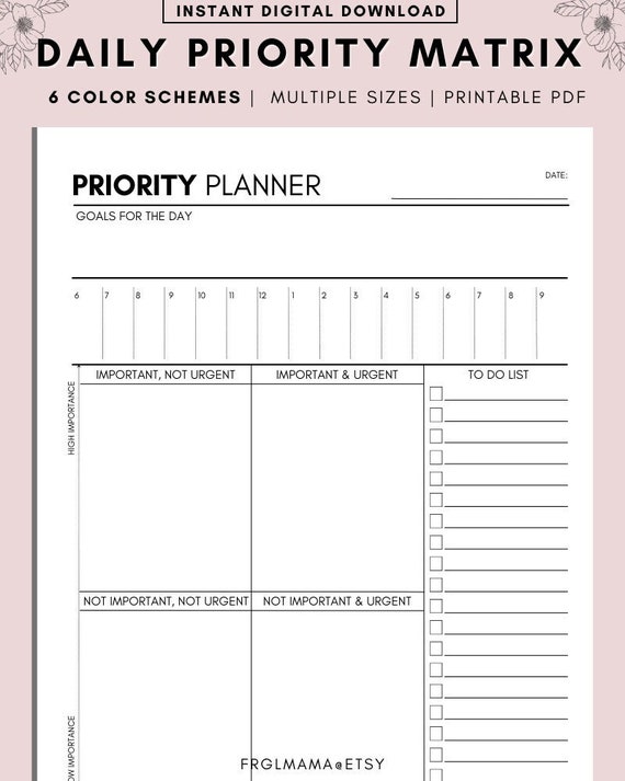 Task Priority Matrix Decision Matrix Productivity Planner - Etsy