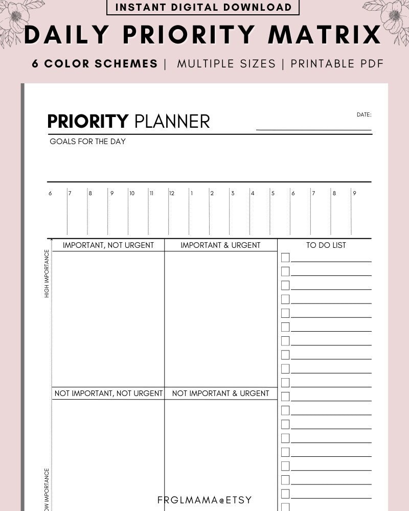 Stationery Eisenhower Matrix Task Priority Matrix Planner Classic Size ...