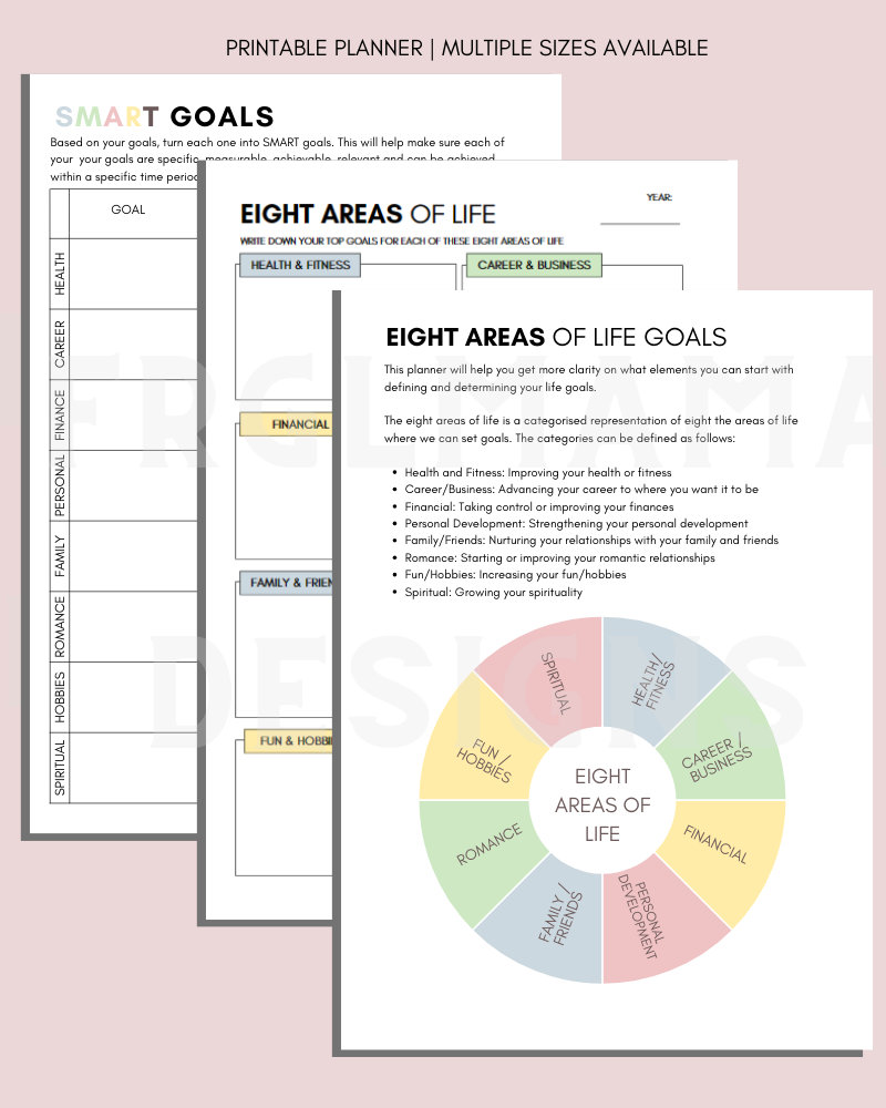 8 Areas of Life Planner: SMART Goals Printable (PDF Download) - Etsy