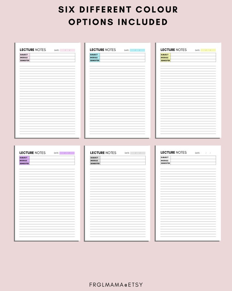Printable Lecture Notes: Lined Note Taking Pages (A4 A5 Letter PDF) - Etsy