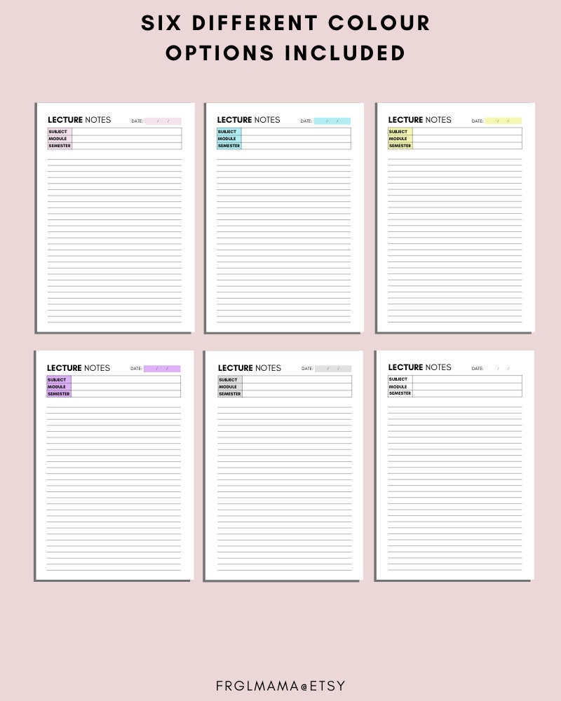 Printable Lecture Notes: Lined Note Taking Pages (A4 A5 Letter PDF) - Etsy