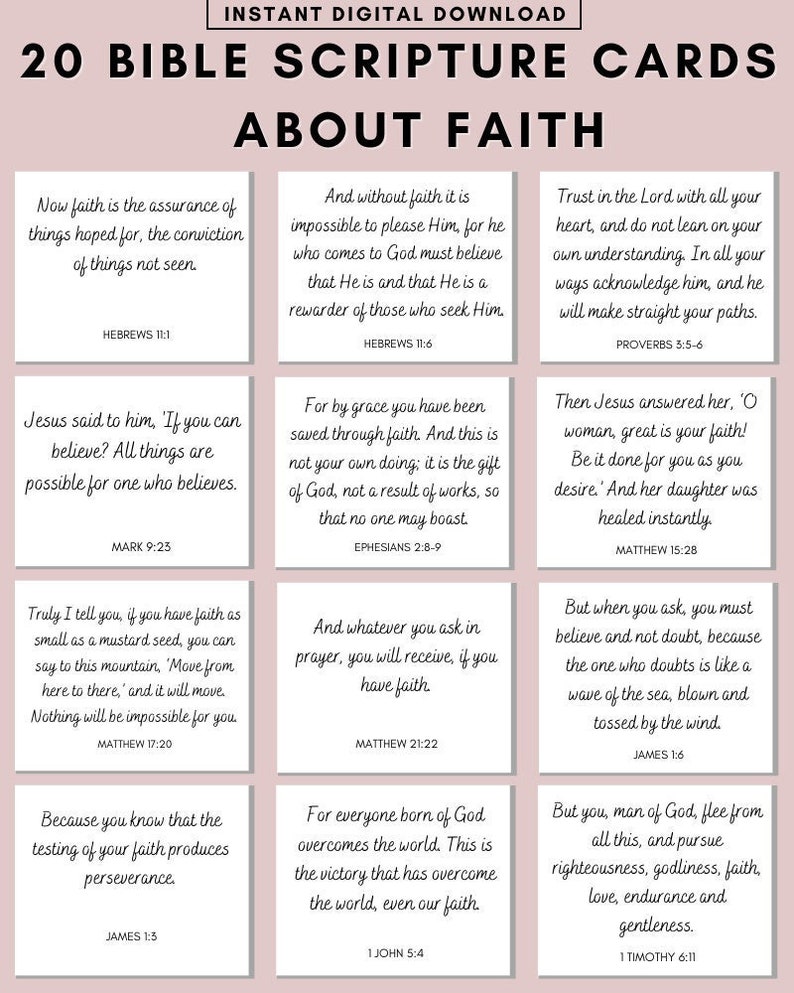 20 Encouraging Verse Cards About Faith Printable Scripture - Etsy