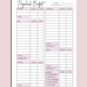 Paycheck Budget Overview Template Debt Payment Tracker Printable Debt Paycheck Budget Overview Template Debt Payment Tracker Printable Debt