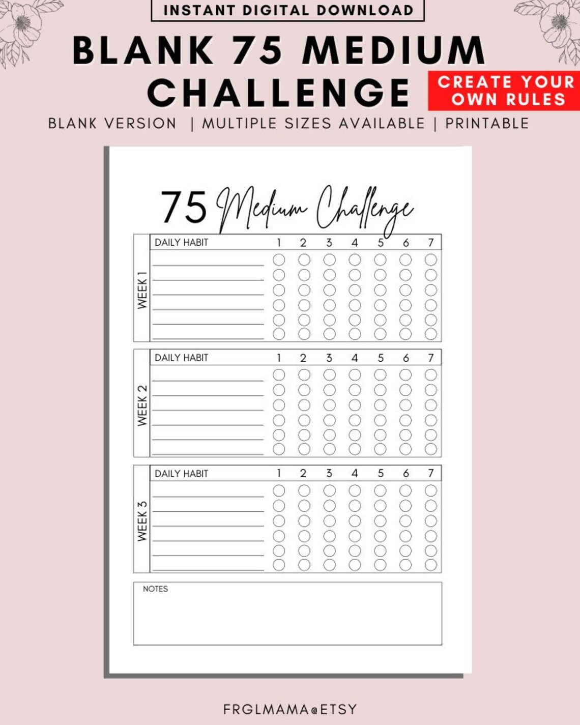 75 Medium Challenge Printable Customize and Print