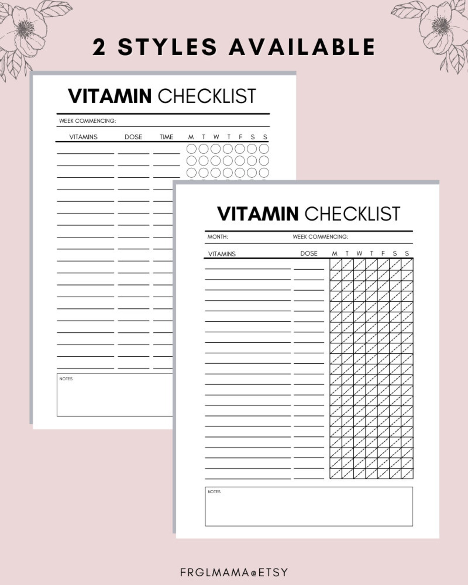 Daily Vitamin Checklist Vitamin Tracker Weekly Supplement Etsy Daily Vitamin Checklist Vitamin Tracker Weekly Supplement Etsy