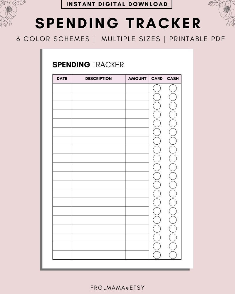 spending tracker printable: ausgabenbuch, ausgaben-tracker (pdf