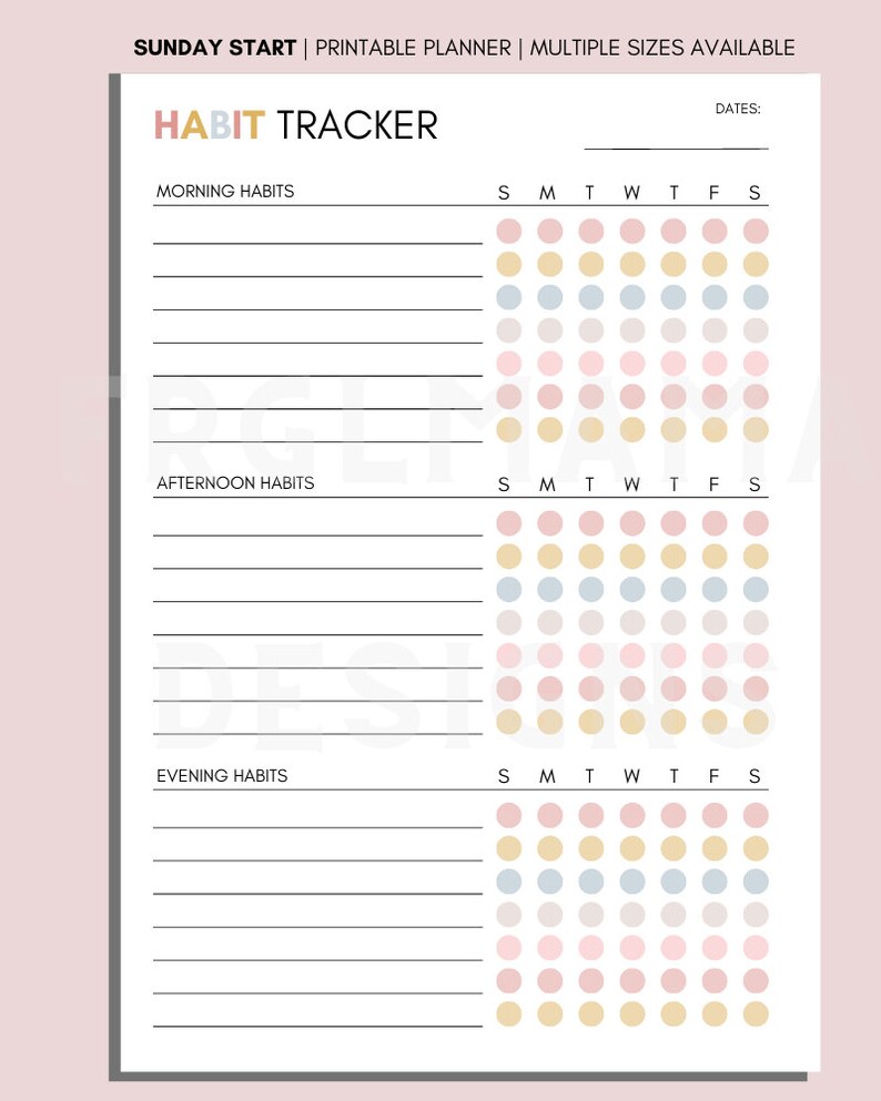 Daily Habit Tracker Printable: Routine Checklist (A4/A5/US Letter PDF ...