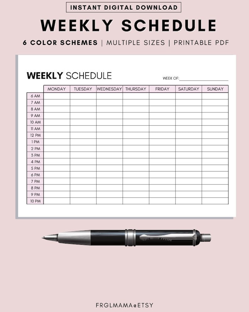 Hourly Weekly Planner Printable: Daily Schedule, A4 A5 Letter (PDF) - Etsy