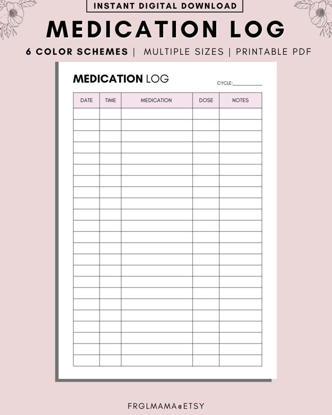 Printable Medication Tracker, Monthly Medication Tracker Printable Printable Medication Tracker, Monthly Medication Tracker Printable