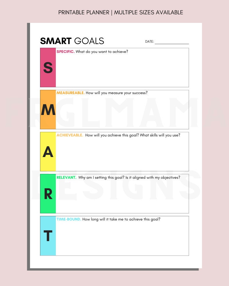 SMART Goals Worksheet: Goal Setting Planner (digital Download) - Etsy