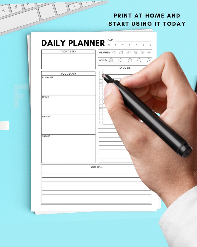 Undated Daily Planner Printable: A4 A5 Letter Sizes (PDF) - Etsy