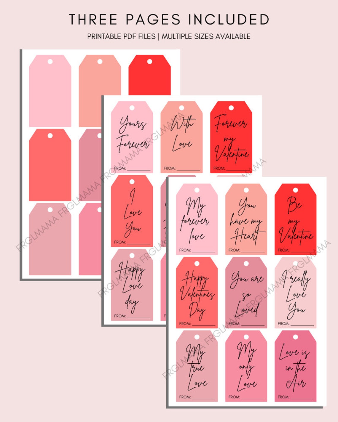 Valentines Day Gift Tags, Printable PDF, Instant Download - Etsy