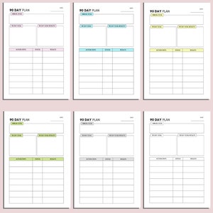 90 Day Plan Template, 90 Day Printable Planner, Countdown Calendar ...