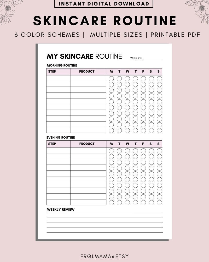 7 Day Skincare Tracker Skincare Routine Printable Self Care Etsy 7 Day Skincare Tracker Skincare Routine Printable Self Care Etsy